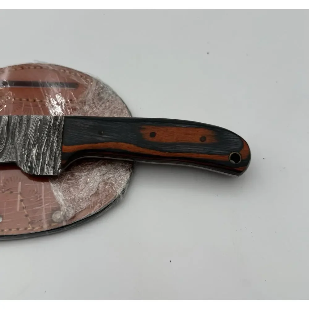Handmade Damascus Steel Fixed Blade Knife w/ Leather Sheath – Pakistan Made NEW